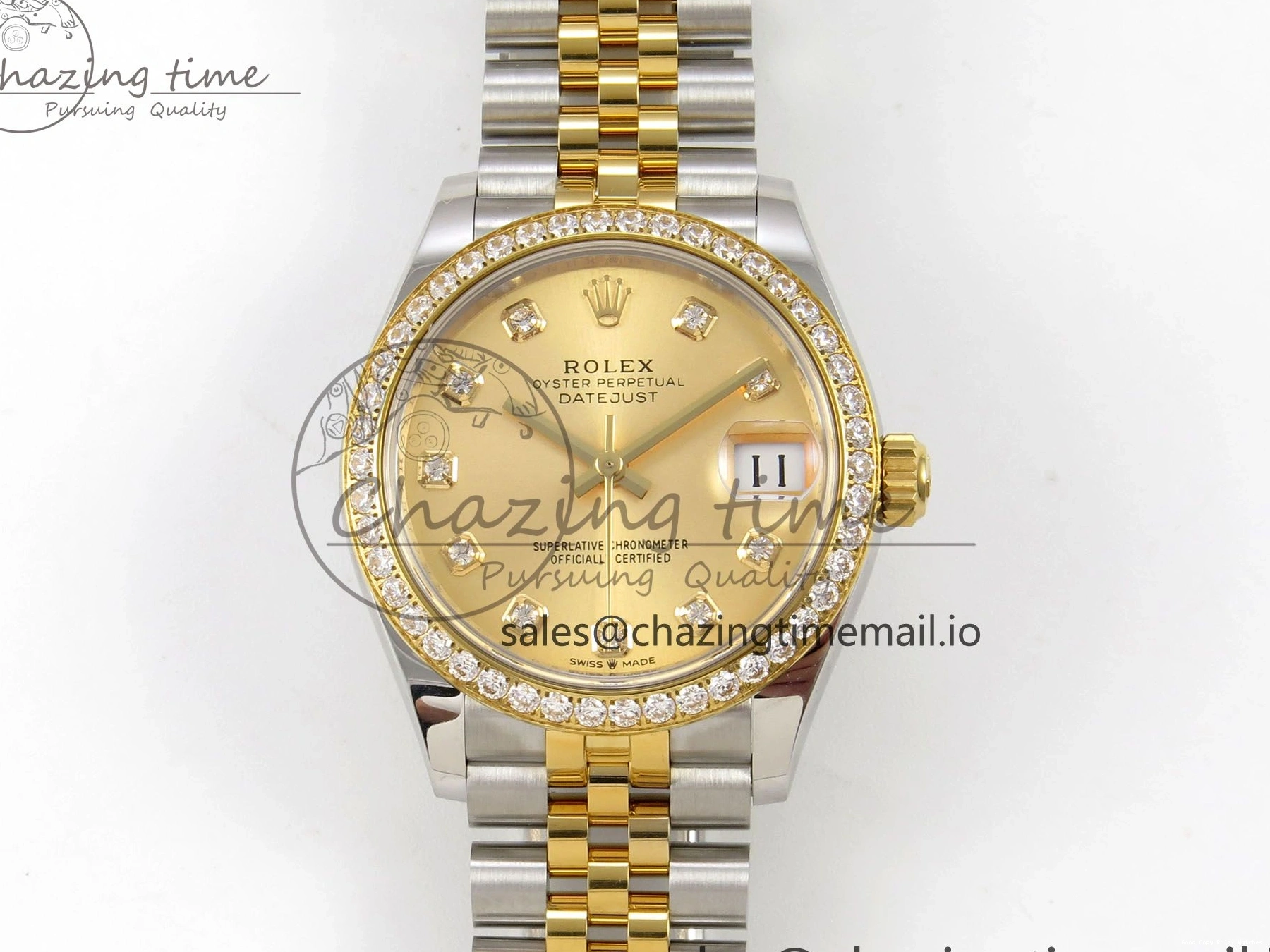 Good Copy Rolex Watches YG Diamonds Steel Bracelet 31 Jubilee THBF YG DateJust 1:1 Dial Edition Bezel SS 278383RBR 904L HZ Vibrant on Best 46 Diamonds Cal. 1220